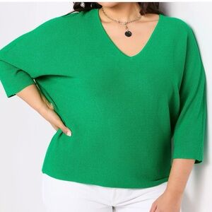 Green V-Neck Women's Sweater